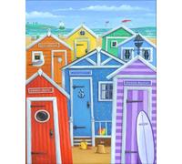 Beach Huts Seaside Blackpool Torquay Cornwall Devon Metal Plaque TIN Sign (A5 (200x150mm) Approx)