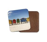 Beach Huts Surf Sea Sand Cork Backed Drinks Coaster for Tea & Coffee #8091 (2 Coasters)