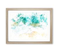 Beach In Brazil Watercolour Modern Framed Print | A3 Oak Framed Wall Art | Ready to Hang | Modern Beach Picture | Living Room Bedroom Lounge Office