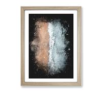 Beach In Cancun Mexico Paint Splash Modern Framed Print | A4 Oak Framed Wall Art | Ready to Hang | Modern Beach Picture | Living Room Bedroom Lounge Office