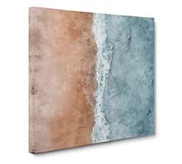 Beach in Cancun Mexico Painting Modern Canvas Wall Art Print Ready to Hang, Framed Picture for Living Room Bedroom Home Office Décor, 14x14 Inch (35x35 cm)