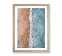 Beach In Cancun Mexico Painting Modern Framed Print | A4 Oak Framed Wall Art | Ready to Hang | Modern Beach Picture | Living Room Bedroom Lounge Office