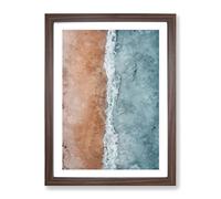 Beach In Cancun Mexico Painting Modern Framed Print | A4 Walnut Framed Wall Art | Ready to Hang | Modern Beach Picture | Living Room Bedroom Lounge Office