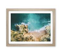 Beach In Lagos Portugal Modern Art Framed Print | A2 Oak Framed Wall Art | Ready to Hang | Modern Beach Picture | Living Room Bedroom Lounge Office