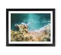 Beach In Lagos Portugal Modern Art Framed Print | A4 Black Framed Wall Art | Ready to Hang | Modern Beach Picture | Living Room Bedroom Lounge Office