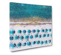 Beach in Lake Tahoe in Abstract Modern Canvas Wall Art Print Ready to Hang, Framed Picture for Living Room Bedroom Home Office Décor, 20x20 Inch (50x50 cm)