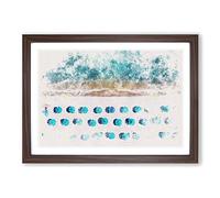 Beach in Lake Tahoe Watercolour Framed Print | A2 Walnut Framed Wall Art | Ready to Hang | Modern Beach Picture | Living Room Bedroom Lounge Office