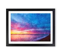 Beach In Malaga Spain Framed Wall Art Print A4 Black