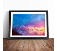 Beach in Malaga Spain in Abstract Framed Wall Art Print A1 Black