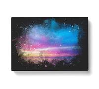 Beach In Malaga Spain Paint Splash Modern Art Canvas Wall Art Print Ready to Hang, Framed Picture for Living Room Bedroom Home Office Décor, 60x40 cm (24x16 Inch)