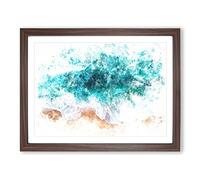 Beach In Melbourne Australia Watercolour Modern Framed Wall Art Print, Ready to Hang Picture for Living Room Bedroom Home Office Décor, Walnut A2 (64 x 46 cm)