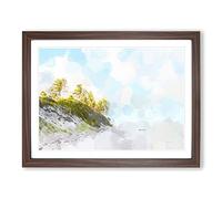 Beach In Pernambuco Brazil In Abstract Modern Art Framed Print | A2 Walnut Framed Wall Art | Ready to Hang | Abstract Beach Picture | Living Room Bedroom Lounge Office