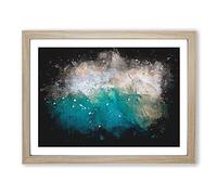 Beach In Punta Cana Dominican Republic Paint Splash Modern Art Framed Print | A3 Oak Framed Wall Art | Ready to Hang | Modern Beach Picture | Living Room Bedroom Lounge Office