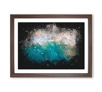 Beach In Punta Cana Dominican Republic Paint Splash Modern Art Framed Print | A3 Walnut Framed Wall Art | Ready to Hang | Modern Beach Picture | Living Room Bedroom Lounge Office