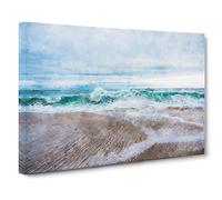 Beach In Santa Cruz California Canvas Print | Gallery Wrapped 30mm Frame Wall Art | 24x16 inches | Ready to Hang | Abstract Seascape Picture | Living Room Bedroom Lounge Office