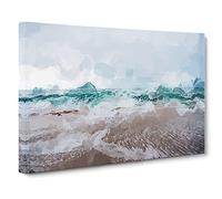 Beach In Santa Cruz California Canvas Print | Gallery Wrapped 30mm Frame Wall Art | 30x20 inches | Ready to Hang | Abstract Seascape Picture | Living Room Bedroom Lounge Office