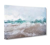 Beach in Santa Cruz California Canvas Print | Gallery Wrapped 30mm Frame Wall Art | 30x20 inches | Ready to Hang | Coastal Seascape Picture | Living Room Bedroom Lounge Office