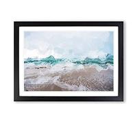 Beach in Santa Cruz California in Abstract Framed Print | A2 Black Framed Wall Art | Ready to Hang | Abstract Beach Picture | Living Room Bedroom Lounge Office