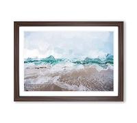 Beach in Santa Cruz California in Abstract Framed Print | A2 Walnut Framed Wall Art | Ready to Hang | Abstract Beach Picture | Living Room Bedroom Lounge Office