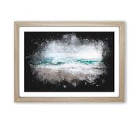 Beach in Santa Cruz California Paint Splash Framed Print | A2 Oak Framed Wall Art | Ready to Hang | Modern Beach Picture | Living Room Bedroom Lounge Office