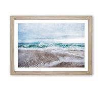 Beach in Santa Cruz California Painting Framed Print | A2 Oak Framed Wall Art | Ready to Hang | Modern Beach Picture | Living Room Bedroom Lounge Office