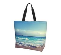 Beach in Sunset Time Printed Tote Bag - Shoulder Bag - Suitable for Travel, Yoga, Beach, Commute, Shopping - Gift for Men and Women