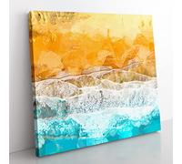 Beach in the Canary Islands Spain in Abstract Modern Canvas Wall Art Print Ready to Hang, Framed Picture for Living Room Bedroom Home Office Décor, 50x50 cm (20x20 Inch)