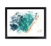 Beach In Toque Pequeno Brazil Watercolour Modern Framed Print | A4 Black Framed Wall Art | Ready to Hang | Modern Beach Picture | Living Room Bedroom Lounge Office