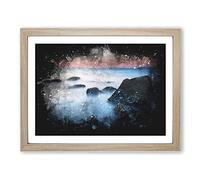 Beach In Yantai China Paint Splash Modern Art Framed Wall Art Print, Ready to Hang Picture for Living Room Bedroom Home Office Décor, Oak A3 (46 x 34 cm)