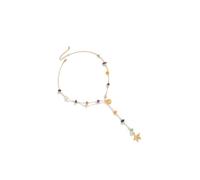 Beach Inspired Drop Necklace With Irregular Shell Starfishes Pendants For Daily Outfit Styling Turquoise Stone Copper Plated Necklace