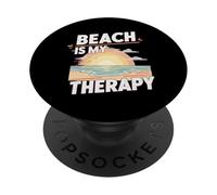 Beach Is My Therapy Funny Ocean Seaside Vacation PopSockets Adhesive PopGrip
