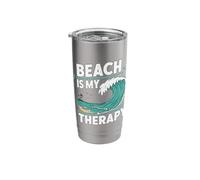 Beach is My Therapy Funny Ocean Seaside Vacation Stainless Steel Insulated Tumbler