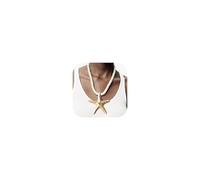 Beach Jewelry for Women Shell & Starfish Layered Necklace, Summer Seashell Pearl Puka Shell Beach Necklace Jewelry Gift for Her, Metal, No Gemstone