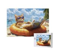 Beach Jigsaw Puzzles for Adults 120, Cat Puzzles for Adults Wooden, Funny/Difficult/Impossible/Challenging Decompression Games, As a Birthday and Holiday Decor Gifts for Women and Men M-308