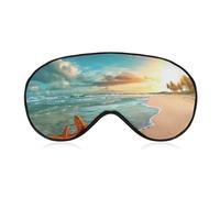 Beach Landscape Eye Mask, Side Sleeping Mask Light Blindfold Sleeping Mask Nose Pad and Elastic Band for Children Women and Men