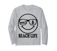 Beach Life Happy Face Sunglasses Surf Island Ocean Design Long Sleeve T-Shirt