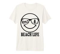 Beach Life Happy Face Sunglasses Surf Island Ocean Design Premium T-Shirt
