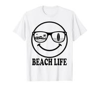 Beach Life Happy Face Sunglasses Surf Island Ocean Design T-Shirt