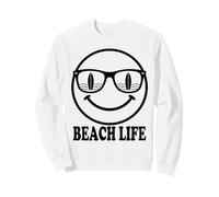 Beach Life Happy Face Surfer Sunglasses Ocean Waves Sweatshirt