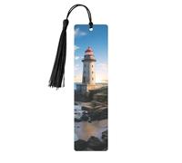 Beach Lighthouse Metal Bookmarks with Tassel,Cool Book Markers for Reading Women, Men,Aluminum Hanging Ornament Fancy Handmade Craft Reading Accessories Gift for Book Lovers S
