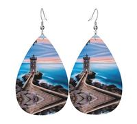 Beach Lighthouse Patterned teardrop-shaped leather earrings Light luxury texture - suitable for daily wear, party date earrings