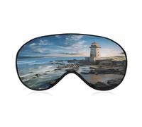 Beach Lighthouse Sleep Mask Personality Eye Sleep Shade Cover Comfortable Breathable Sleeping Blindfold Soft Comfortable Night Eye Cover Adjustable Band Eye Mask for Men Women