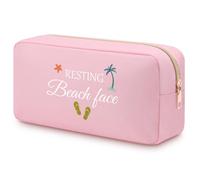 Beach Makeup Bag Beach Summer Travel Trip Gifts for Women Teens Girl Oxford Cloth Cosmetic Bag for Beach Lover Sea Lovers Girls Trip Gifts Double Side Toiletry Bag Summer Travel Trip Gifts