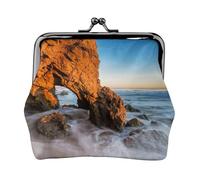 Beach Malibu Print Print Coin Purse for Men Women Leather Kiss Lock Small Pouch Coin Wallet