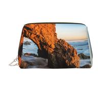 Beach Malibu Small Makeup Bag Travel Cosmetic Bag Makeup Pouch PU Leather Portable Versatile Zipper Make up Bag for Women Girls