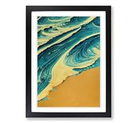 Beach Marbling Vol.1 Framed Print | A2 Black Framed Wall Art | Ready to Hang | Modern Beach Picture | Living Room Bedroom Lounge Office