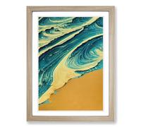 Beach Marbling Vol.1 Framed Print | A2 Oak Framed Wall Art | Ready to Hang | Modern Beach Picture | Living Room Bedroom Lounge Office