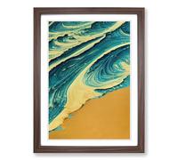Beach Marbling Vol.1 Framed Print | A2 Walnut Framed Wall Art | Ready to Hang | Modern Beach Picture | Living Room Bedroom Lounge Office