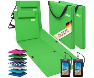 Beach Mat with Backrest 2Pcs Set Green 158x56cm