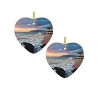 Beach Maui Hawaii Sunset Clouds Christmas Tree Ceramic Hanging Bauble Personalised Xmas Baubles Cute Christmas Ornaments Gifts For Kids Family Friends